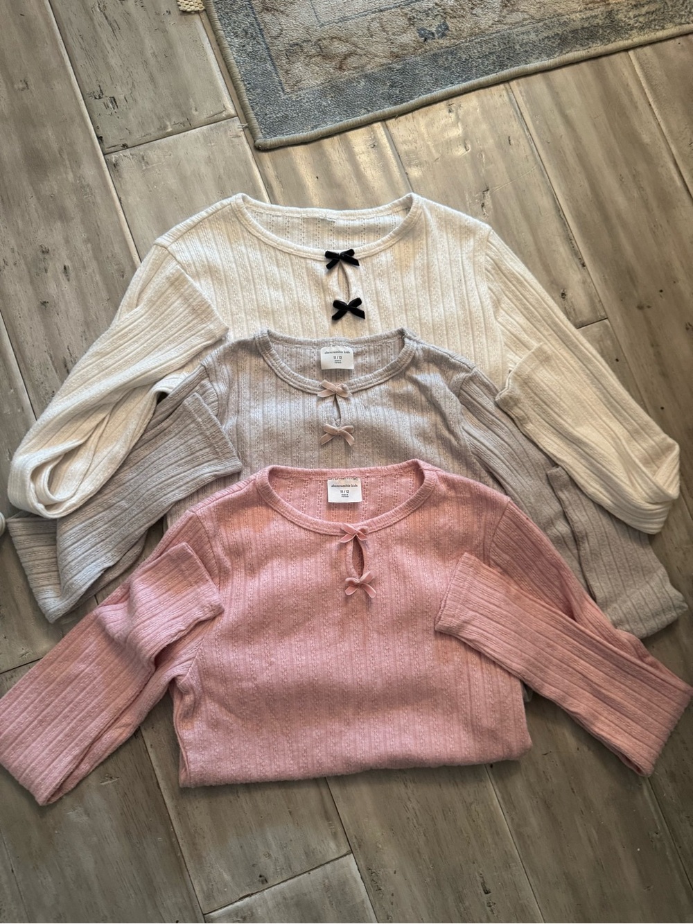 abercrombie kids Ribbed Knit Sweater Tops in White, Light Gray, and Pink lotof3